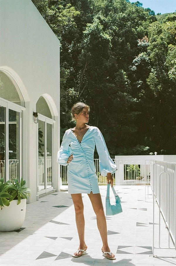 Minna Button Dress - Blue 5 Minna Button Dress - Blue - Image 3